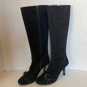 Charles David Women Long Black Suede Boots Size 6